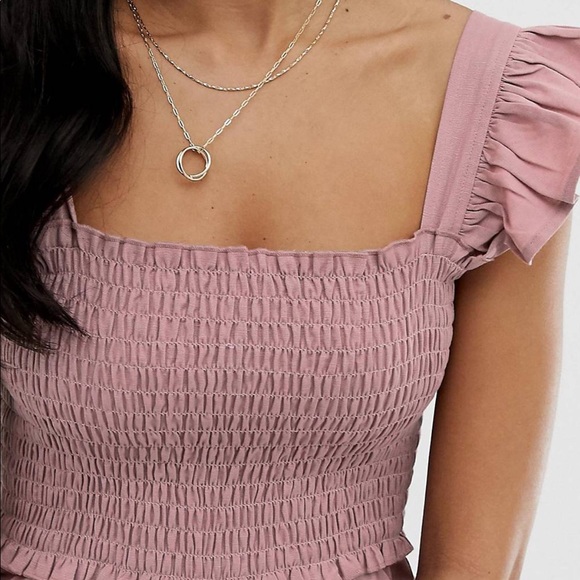 ASOS Shirred romper playsuit with frill sleeve - Picture 3 of 5